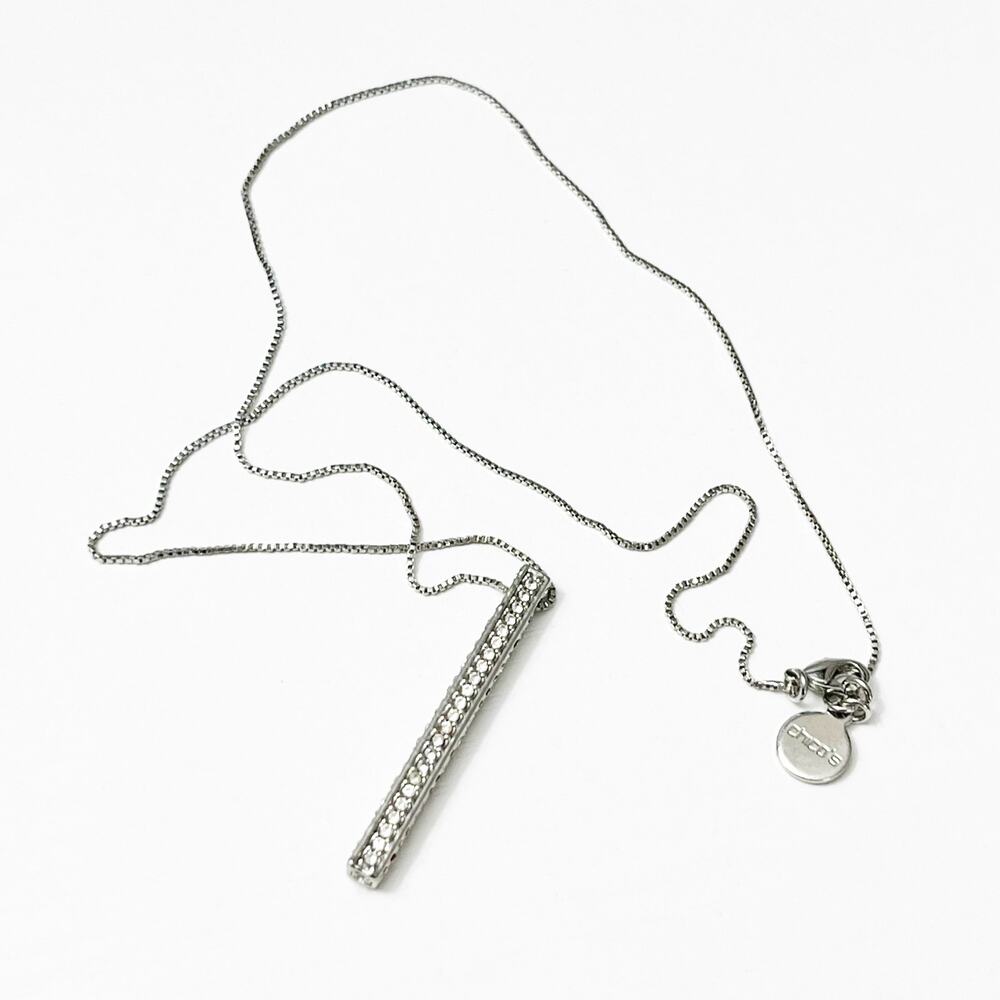 Chico’s Silver Crystal Bar Necklace